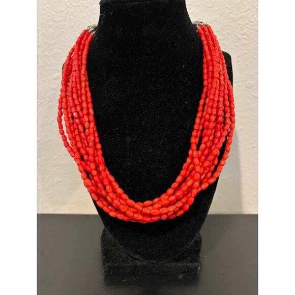 Jay King DTR Sterling Silver 10-Strand Red Coral Bead Necklace - Picture 2 of 5